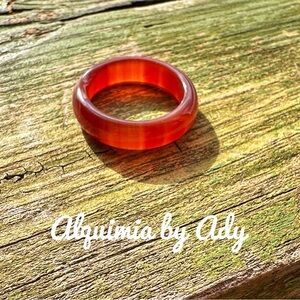 FIRE RED CARNELIAN MIDI RING BAND DAINTY BOHO